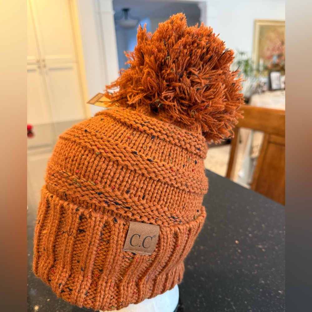 C.C Exclusives Rust Knit Pom-Pom Beanie